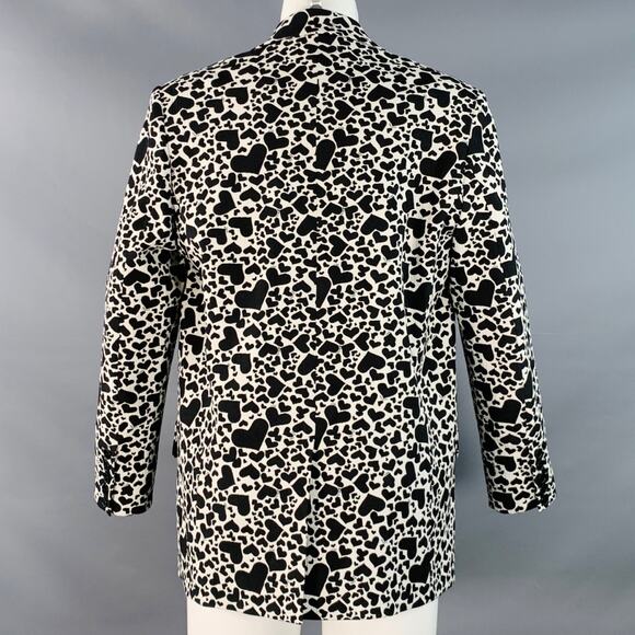 ZADIG & VOLTAIRE Size M Black White Crepe Heart Single Button Jacket Blazer - Picture 4 of 9